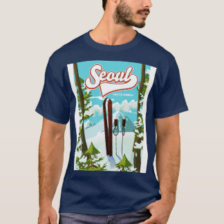 Seoul South Korea ski travel poster T-Shirt