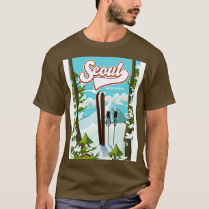 Seoul South Korea ski travel poster T-Shirt