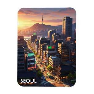 Seoul South Korea Sunset Magnet