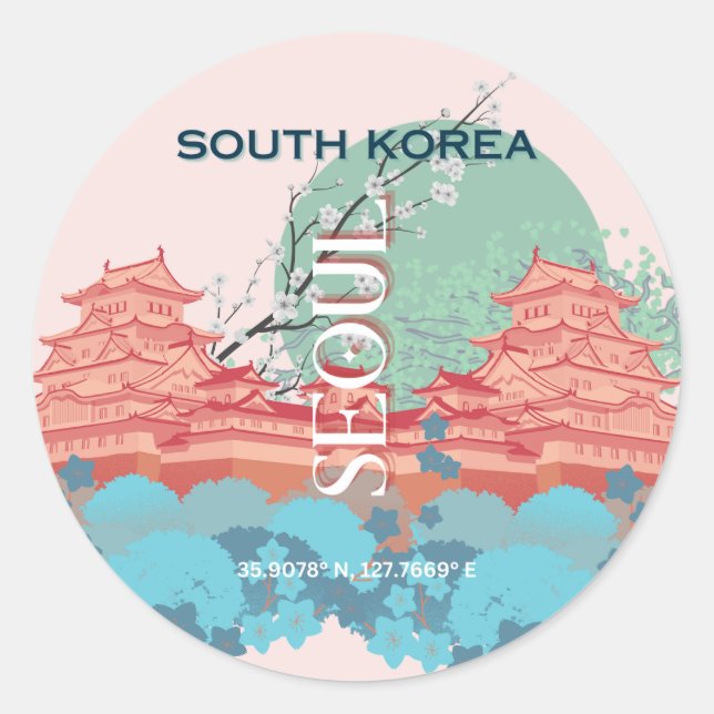 Seoul South Korea Travel Art Classic Round Sticker (Front)