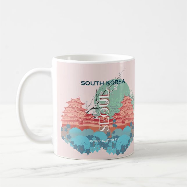 Seoul South Korea Travel Art Coffee Mug (Left)
