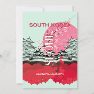 Seoul South Korea Travel Art Holiday Card