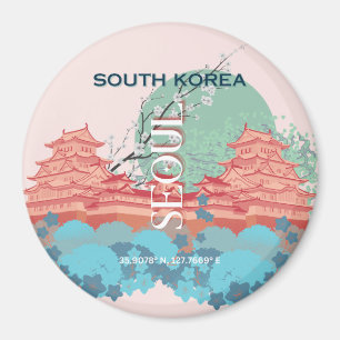 Seoul South Korea Travel Art Magnet