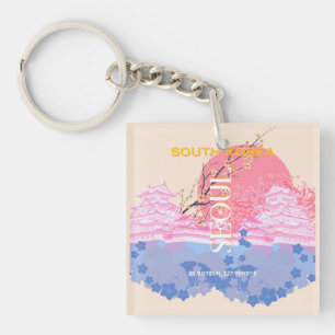 Seoul South Korea Travel Art, Pastel Key Ring