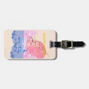 Seoul South Korea Travel Art, Pastel Luggage Tag