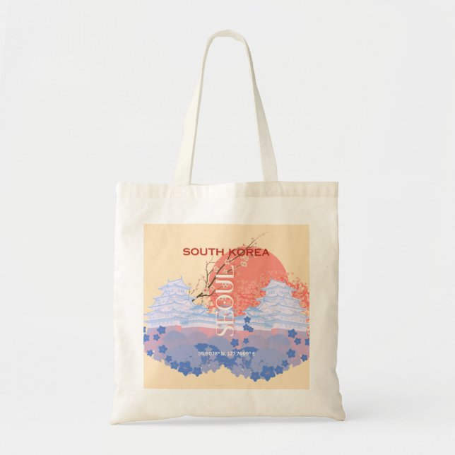 Seoul South Korea Travel Art, Pastel Tote Bag (Front)