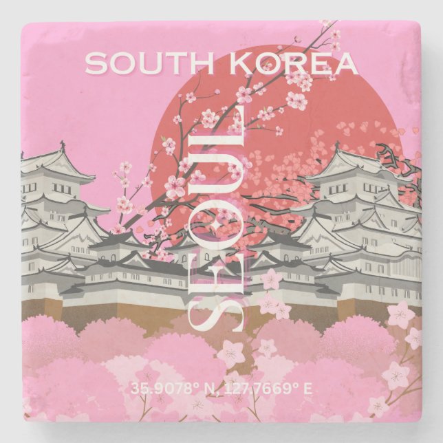 Seoul South Korea Travel Art Stone Coaster (Front)