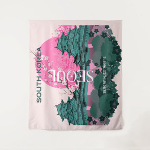 Seoul South Korea Travel Art Tapestry