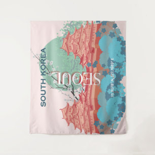 Seoul South Korea Travel Art Tapestry