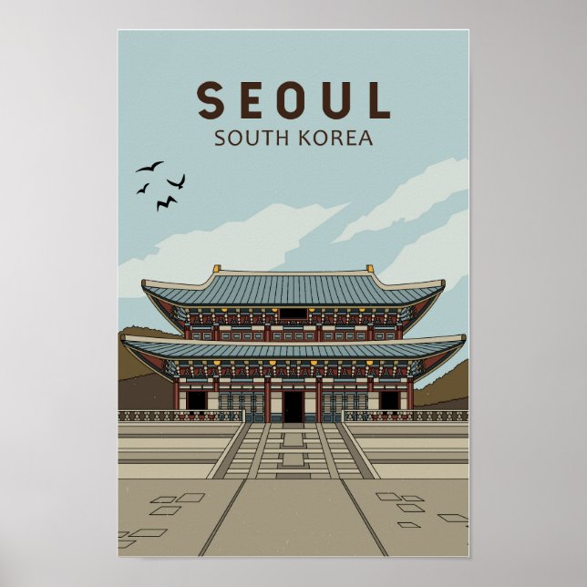 Seoul South Korea Travel Art Vintage Poster (Front)
