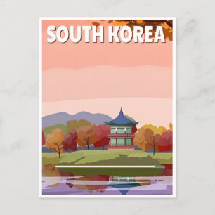 Seoul South Korea Travel Art Vintage retro Postcard