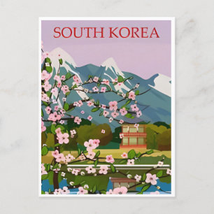 Seoul South Korea Travel Art Vintage retro Postcard