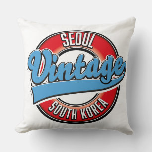 Seoul South Korea vintage logo Cushion
