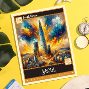 Seoul, South Korea Vintage Painting Postcard