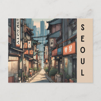 Seoul South korea vintage travel cityscape Postcard