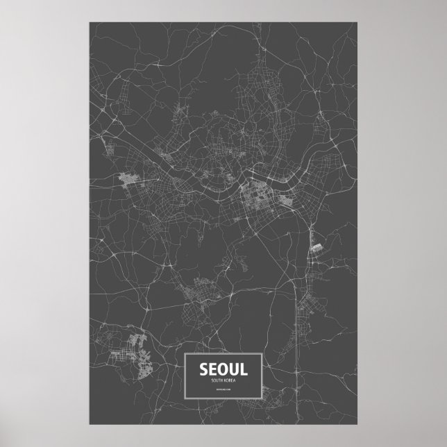 Seoul, South Korea (white on black) Poster (Front)
