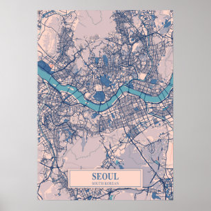 Seoul - South Korean Breezy City Map Poster