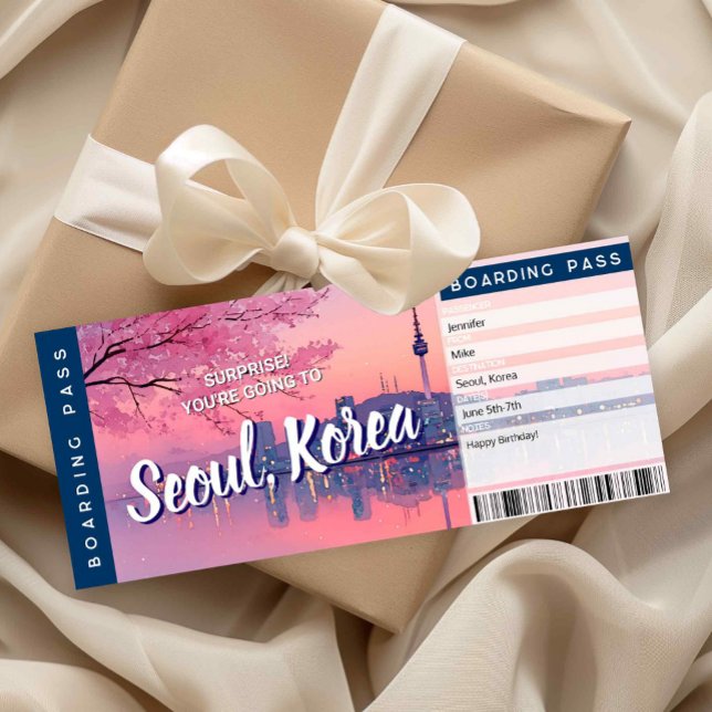 Seoul Surprise Trip Boarding Pass Gift Ticket Card (Creator Uploaded)