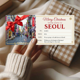 Seoul Trip Christmas Reveal Gift Ticket Card