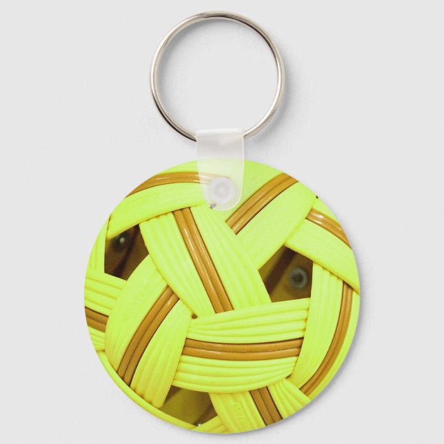 Sepak Takraw ball Yellow Sports Key Ring (Front)