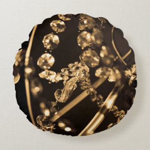 Sepia Abstract Crystal Chandelier Round Cushion