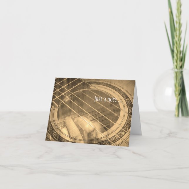 Sepia abstract guitar just a note greeting card (Front)