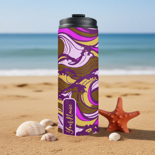 Sepia Abstract Pebble Bean Repeating Pattern Thermal Tumbler