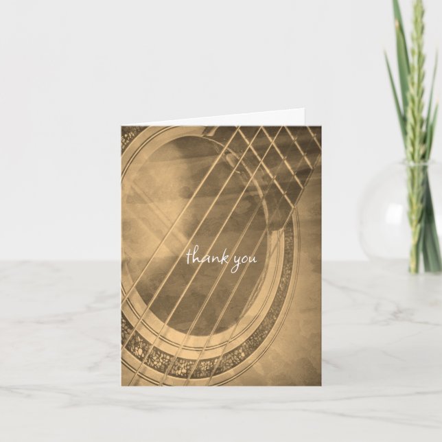 sepia acoustic guitar thank you or any occasion card (Front)