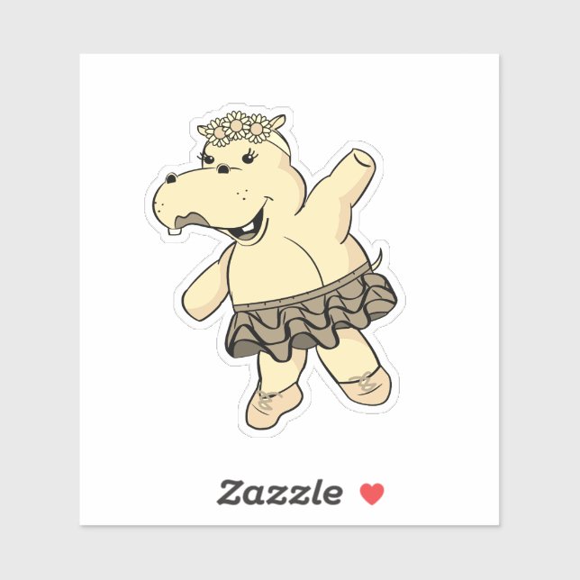 Sepia Ballerina Hippo With Tutu (Sheet)