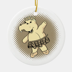 Sepia Ballerina Hippo With Tutu Ceramic Tree Decoration
