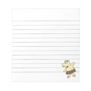 Sepia Ballerina Hippo With Tutu Lined Notepad