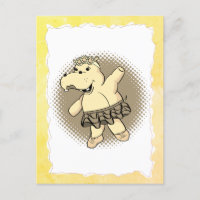 Sepia Ballerina Hippo With Tutu Old Paper Frame
