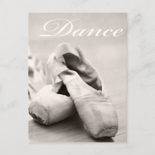 Sepia Ballet Slipper Pointe Shoes Dance Template Postcard