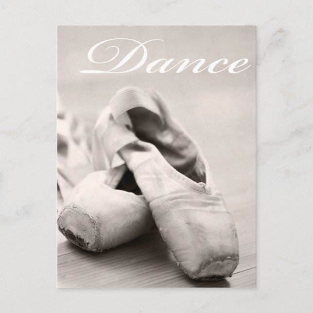 Sepia Ballet Slipper Pointe Shoes Dance Template Postcard (Front)