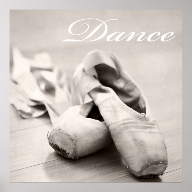 Sepia Ballet Slipper Pointe Shoes Dance Template Poster (Front)