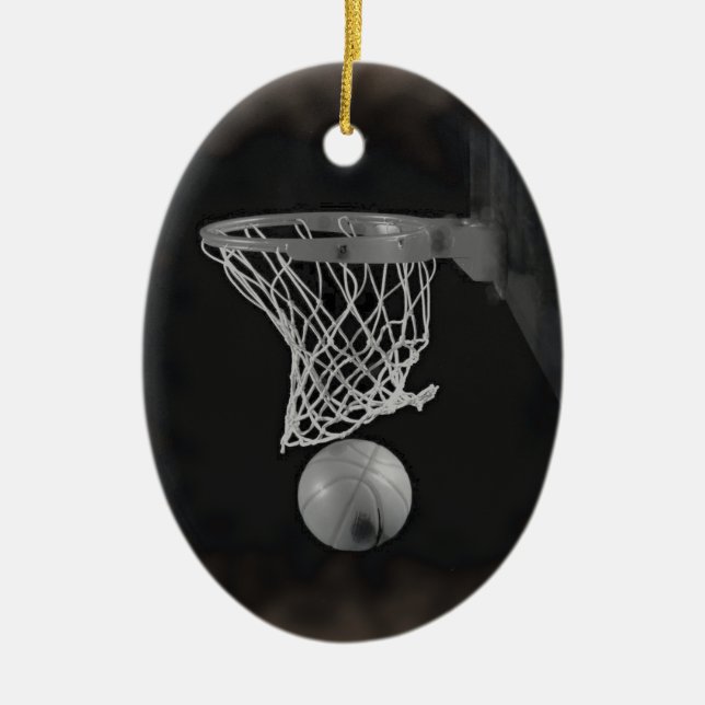 Sepia Basketball Ceramic Tree Decoration (Front)