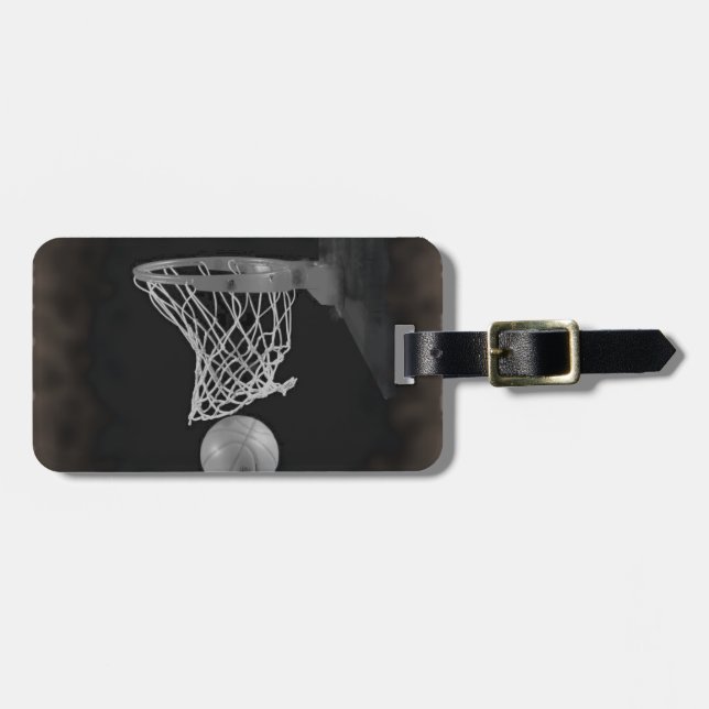 Sepia Basketball Luggage Tag (Front Horizontal)