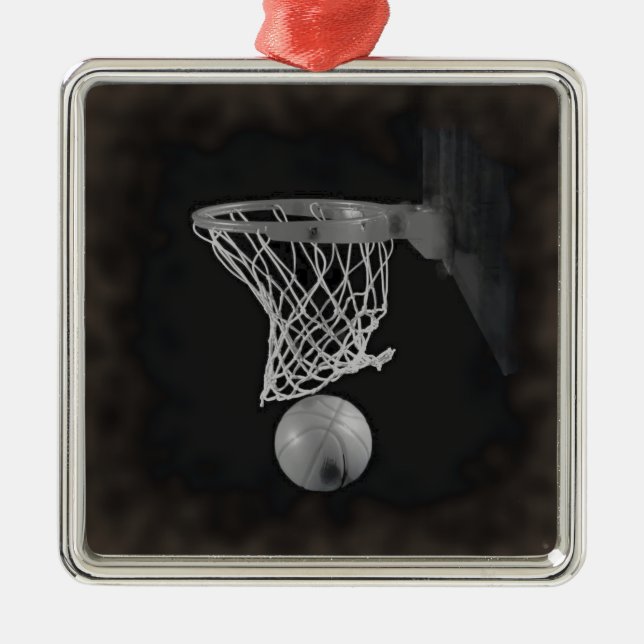 Sepia Basketball Metal Tree Decoration (Front)