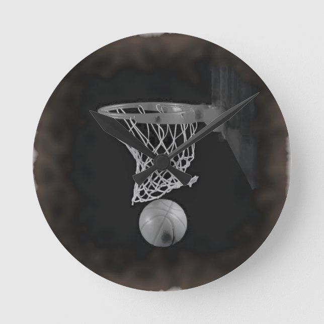 Sepia Basketball Round Clock (Front)
