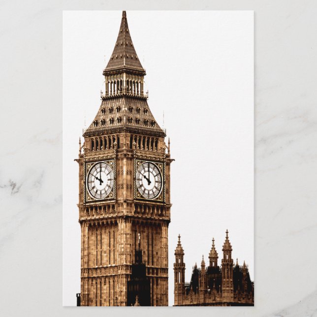 Sepia Big Ben Tower Stationery (Front)