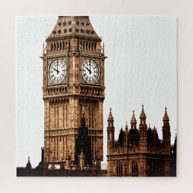 Sepia Big Ben Tower Travel Art Jigsaw Puzzle (Vertical)