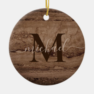 Sepia black brown tan Granite rock stone Ceramic Tree Decoration