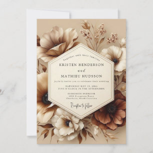 Sepia Bloom Autumn Romance Wedding Invitation
