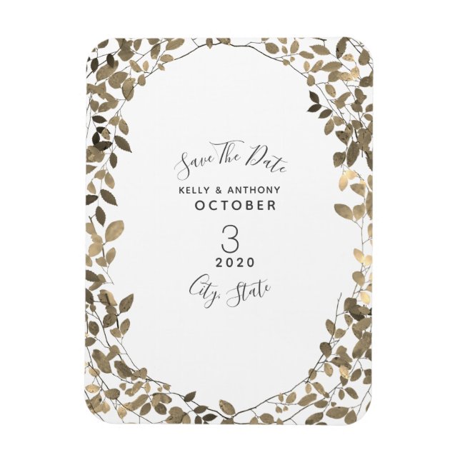 Sepia Botanical Wedding Save The Date Magnet (Vertical)