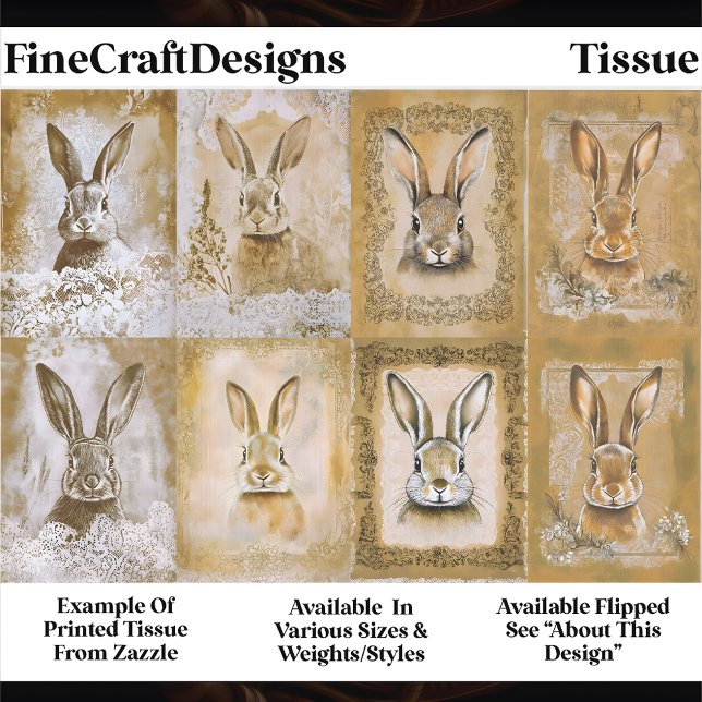 Sepia Bunny Artwork, Easter Crafts EV3L Decoupage Tissue Paper (Creator Uploaded)
