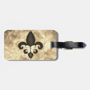 Sepia Butterfleur Tan Butterfly on Fleur de Lis Luggage Tag