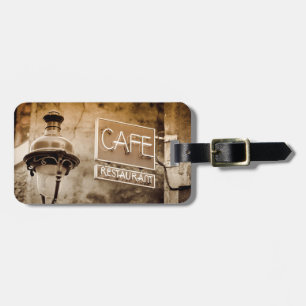 Sepia cafe sign, Paris, France Luggage Tag