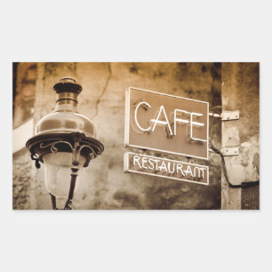 Sepia cafe sign, Paris, France Rectangular Sticker