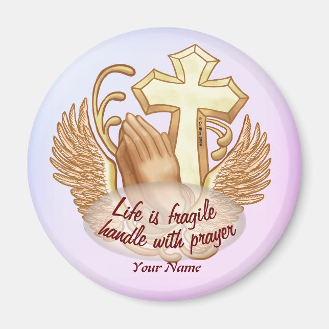 Sepia Christian Prayer Hands Magnet (Front)