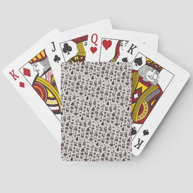 Sepia Christmas Pattern Playing Cards (Back)